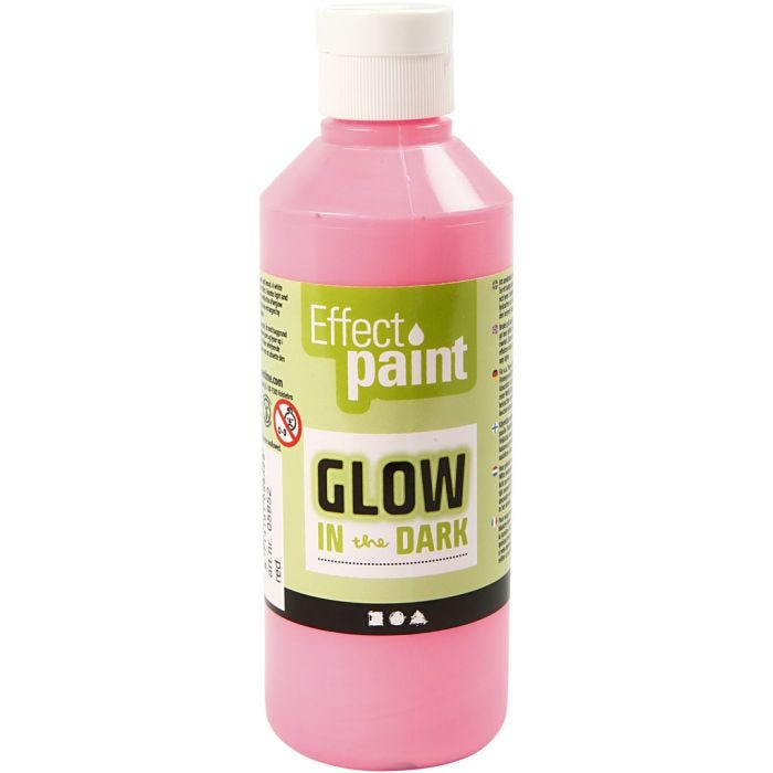 Pintura Luminosa en la Oscuridad, rojo claro fluorescente, 250 ml/ 1 botella