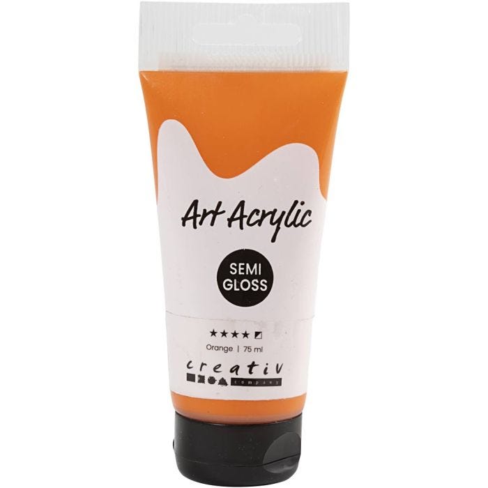 Pintura Acrilica, semi-gloss, semi opaco, naranja, 75 ml/ 1 botella