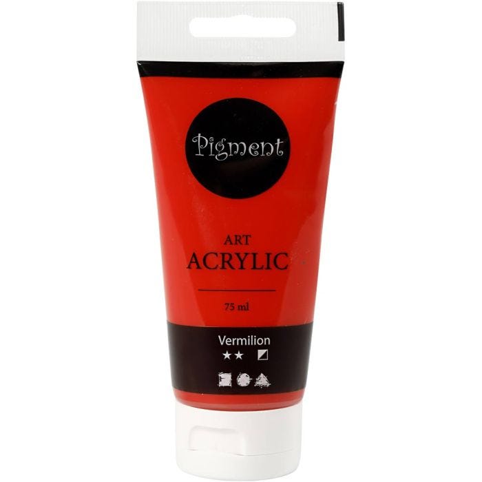 Pintura Acrilica, semi-gloss, semi opaco, rojo primario, 75 ml/ 1 botella