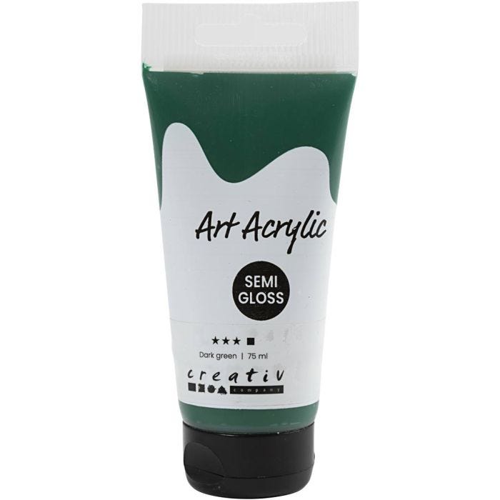 Pintura Acrilica, semi-gloss, opaco, verde oscuro, 75 ml/ 1 botella