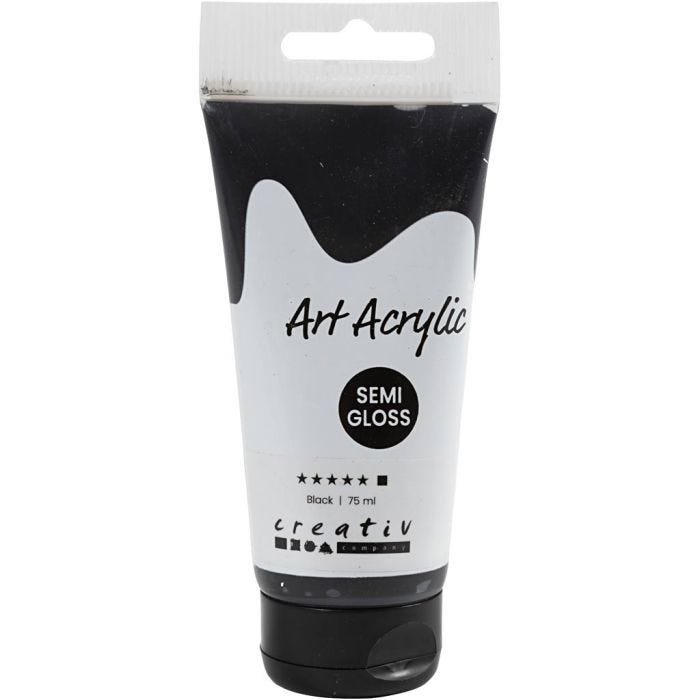 Pintura Acrilica, semi-gloss, opaco, negro, 75 ml/ 1 botella