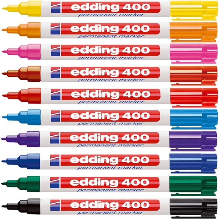 Rotuladores Edding 400, trazo ancho 1 mm, surtido de colores, 10 ud/ 1 paquete