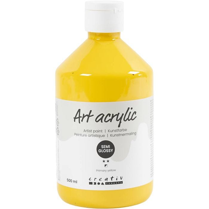 Pintura Acrilica, semi-gloss, transparente, amarillo primario, 500 ml/ 1 botella