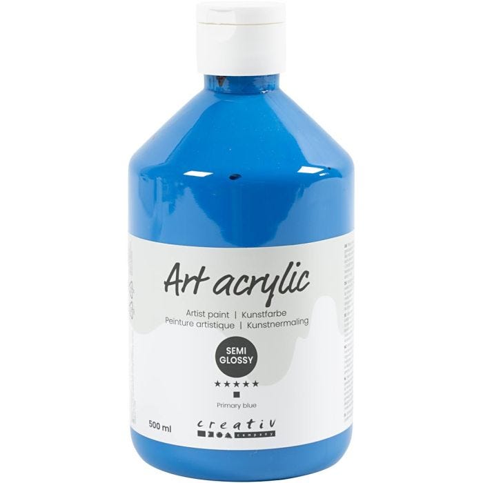 Pintura Acrilica, semi-gloss, transparente, azul primario, 500 ml/ 1 botella