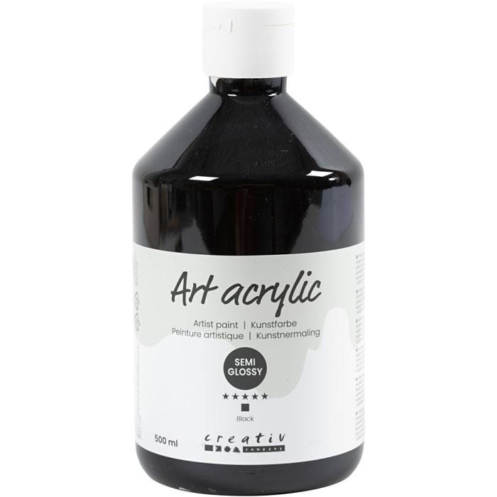 Pintura Acrilica, semi-gloss, opaco, negro, 500 ml/ 1 botella