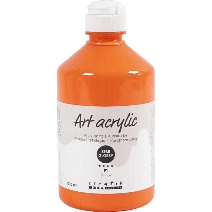 Pintura Acrilica, semi-gloss, semi transparente, naranja, 500 ml/ 1 botella