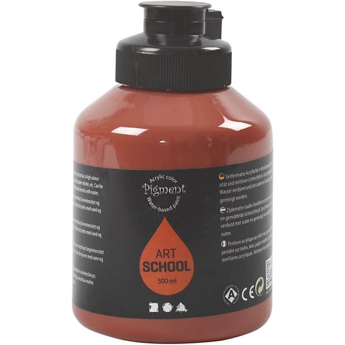 Pintura Acrilica, semi-gloss, semi transparente, sienna rojizo, 500 ml/ 1 botella