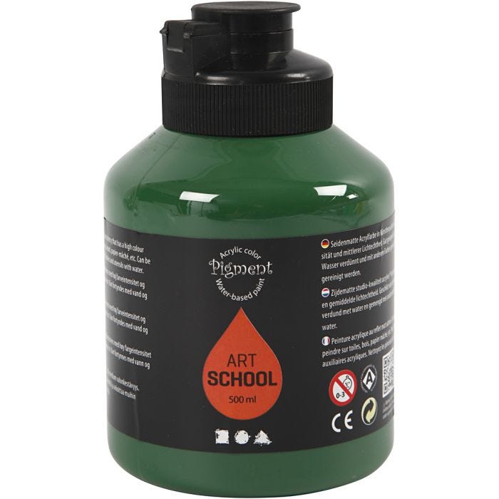 Pintura Acrilica, semi-gloss, semi transparente, verde oscuro, 500 ml/ 1 botella