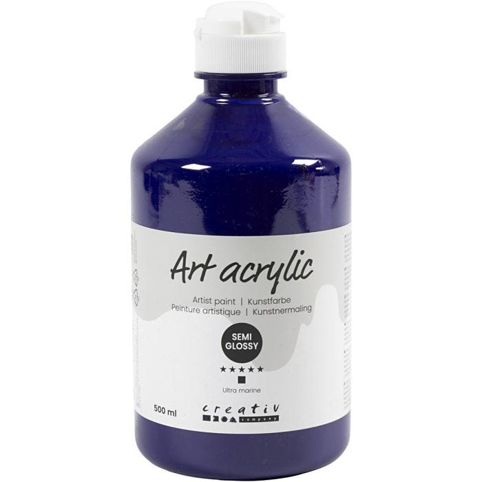 Pintura Acrilica, semi-gloss, opaco, ultramarino, 500 ml/ 1 botella