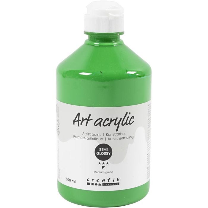 Pintura Acrilica, semi-gloss, opaco, verde medio, 500 ml/ 1 botella