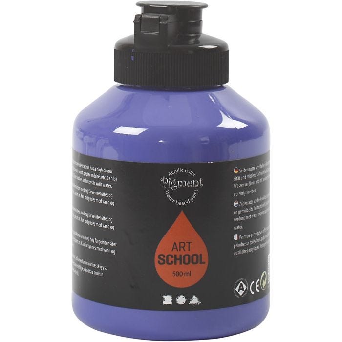 Pintura Acrilica, semi-gloss, semi transparente, violeta azul, 500 ml/ 1 botella