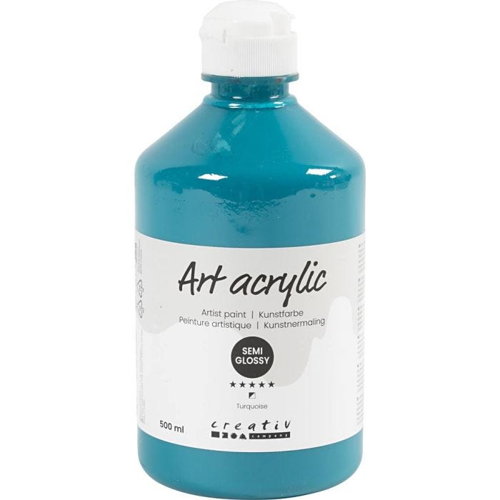 Pintura Acrilica, semi-gloss, opaco, turquesa, 500 ml/ 1 botella