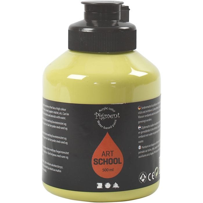 Pintura Acrilica, semi-gloss, semi transparente, kiwi, 500 ml/ 1 botella