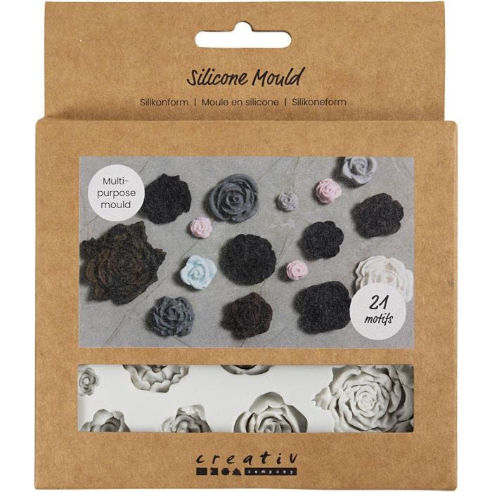 Molde de silicona, Rosas, A: 0,5-1 cm, L. 0,8-4 cm, 1 ud