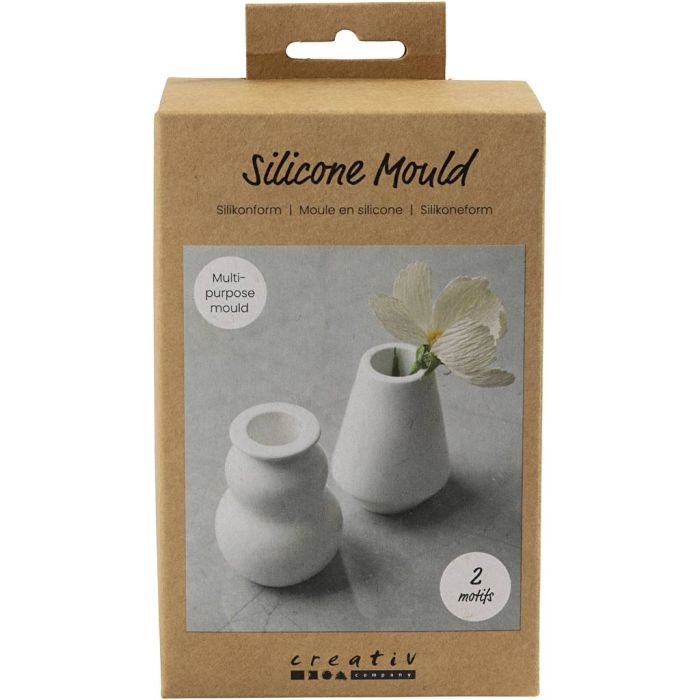 Molde de silicona, Jarrón y soporte para velas, A: 7,5 cm, dia 5,5 cm, mate transparente, 2 ud/ 1 paquete