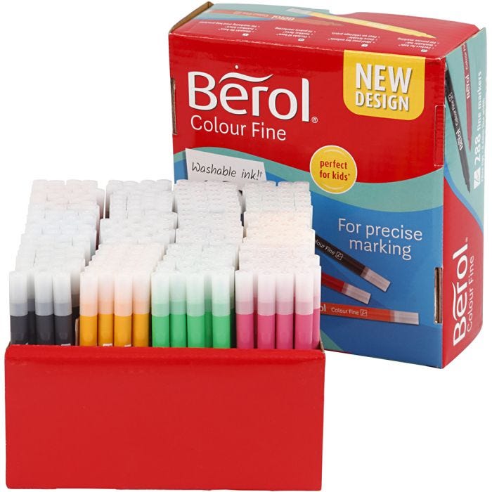 Berol Colourfine, trazo ancho 0,3-0,7 mm, surtido de colores, 288 ud/ 1 paquete