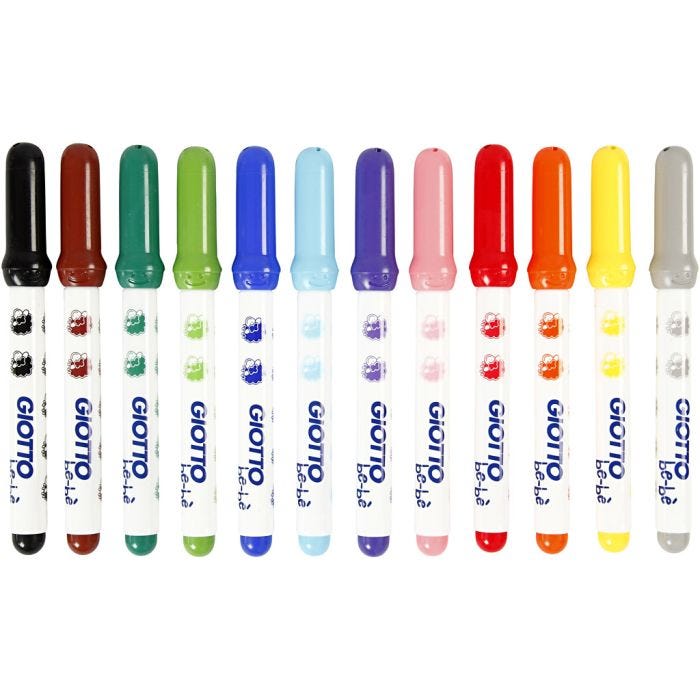 Rotuladores, dia 5 mm, trazo ancho 1-3 mm, surtido de colores, 12 ud/ 1 paquete