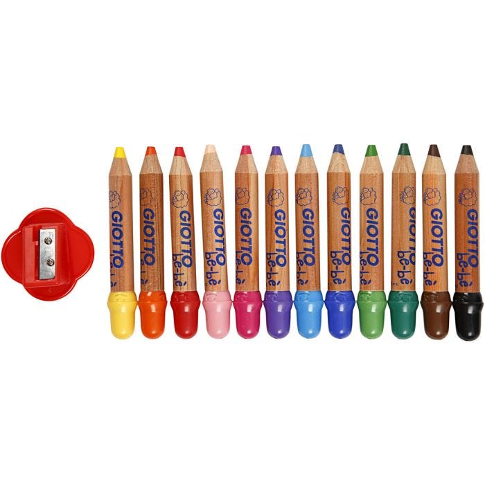 Lápices de Colores, L. 10,5 cm, grosor 13 mm, mina 6 mm, surtido de colores, 12 ud/ 1 paquete