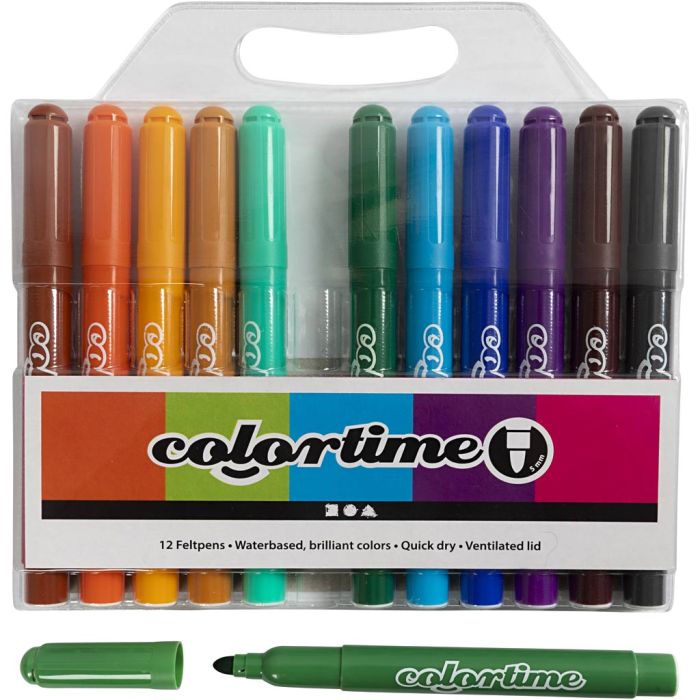 Rotuladores Colortime, trazo ancho 5 mm, colores adicionales, 12 ud/ 1 paquete