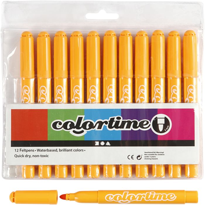 Rotuladores Colortime, trazo ancho 5 mm, amarillo cálido, 12 ud/ 1 paquete
