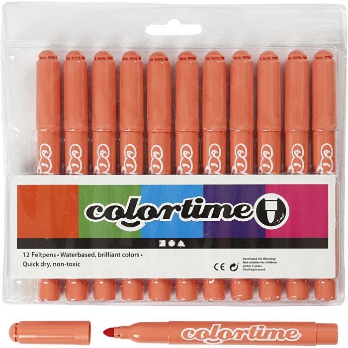 Rotuladores Colortime, trazo ancho 5 mm, mandarina, 12 ud/ 1 paquete
