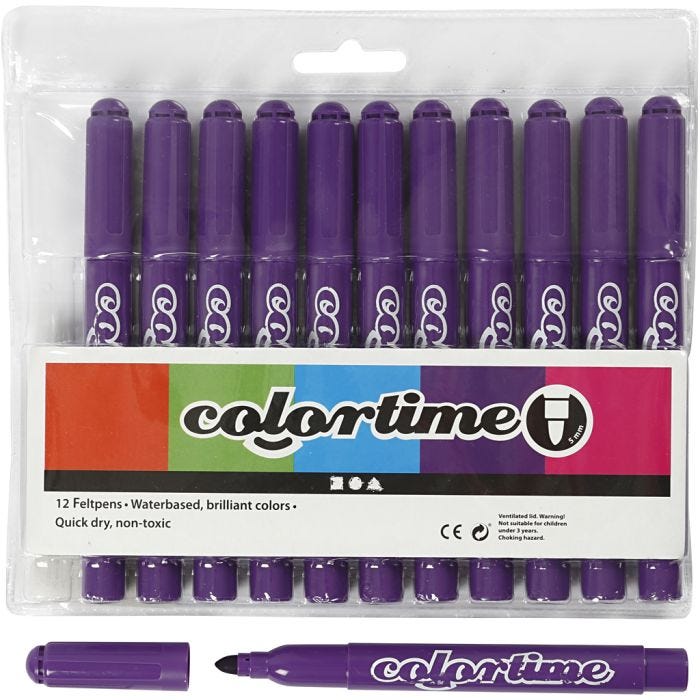 Rotuladores Colortime, trazo ancho 5 mm, violeta oscuro, 12 ud/ 1 paquete