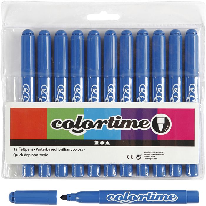 Rotuladores Colortime, trazo ancho 5 mm, azure, 12 ud/ 1 paquete