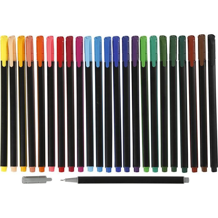 Rotuladores Colortime Fineliner, trazo ancho 0,6-0,7 mm, surtido de colores, 24 ud/ 1 paquete