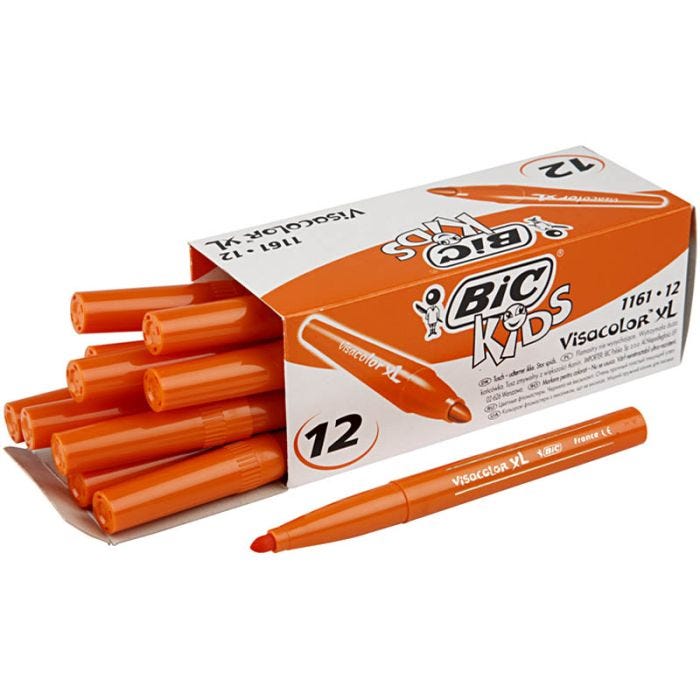 BIC Visa Color Rotulador, trazo ancho 3 mm, naranja medio, 12 ud/ 1 paquete