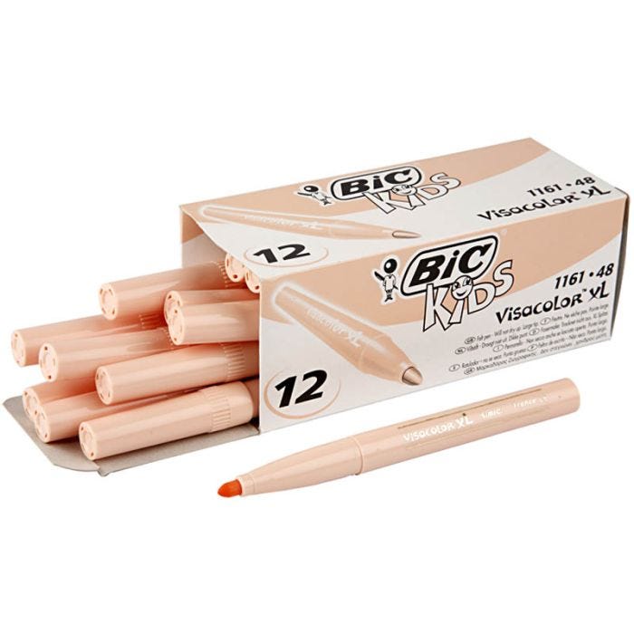 BIC Visa Color Rotulador, trazo ancho 3 mm, polvo claro, 12 ud/ 1 paquete