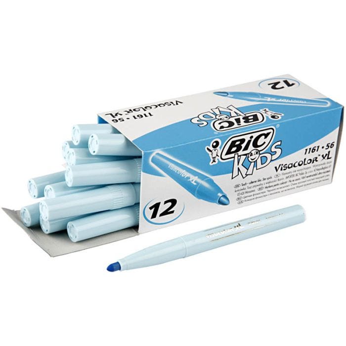 BIC Visa Color Rotulador, trazo ancho 3 mm, azul claro, 12 ud/ 1 paquete