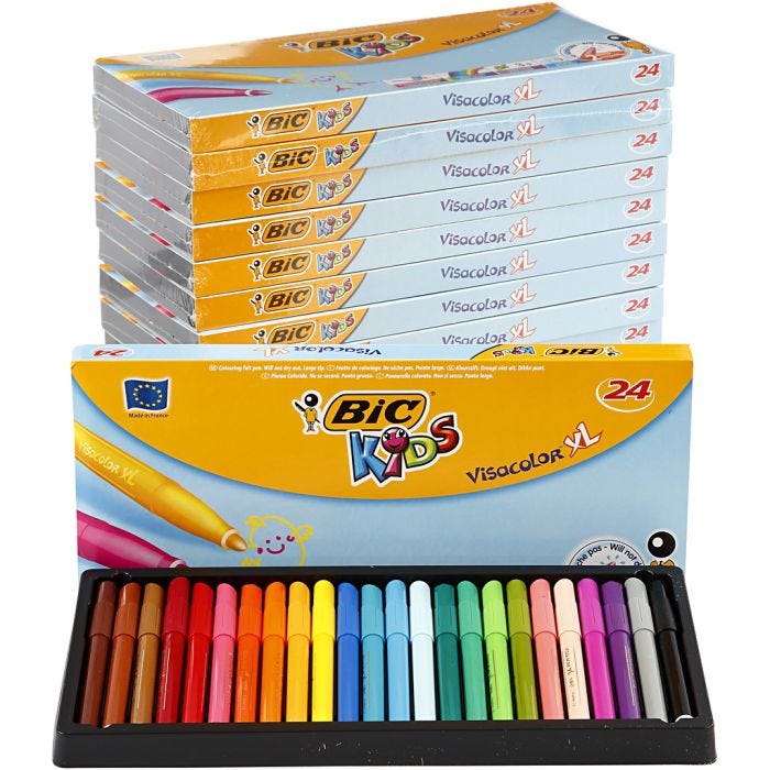 BIC Rotulador Visa Marker, trazo ancho 3 mm, surtido de colores, 12x24 ud/ 1 paquete