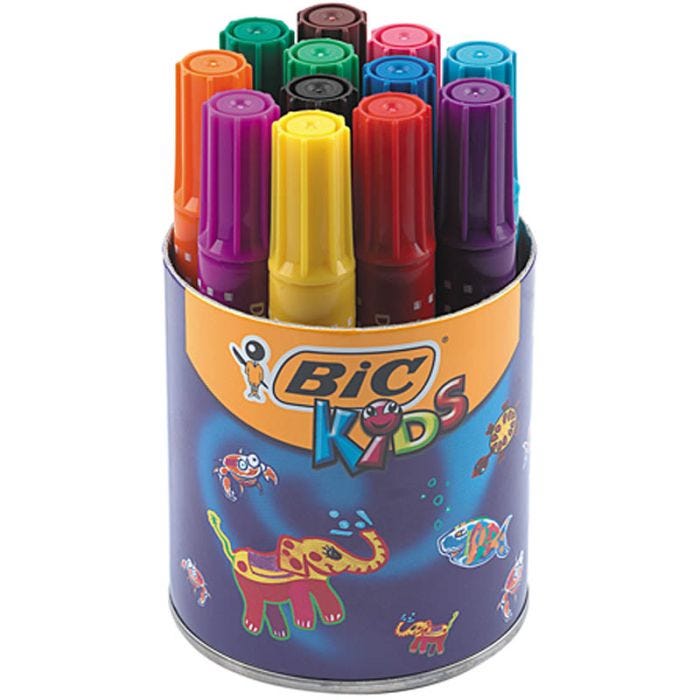 BIC Rotuladores Decoralo Jumbo, trazo ancho 4 mm, surtido de colores, 12 ud/ 1 bote