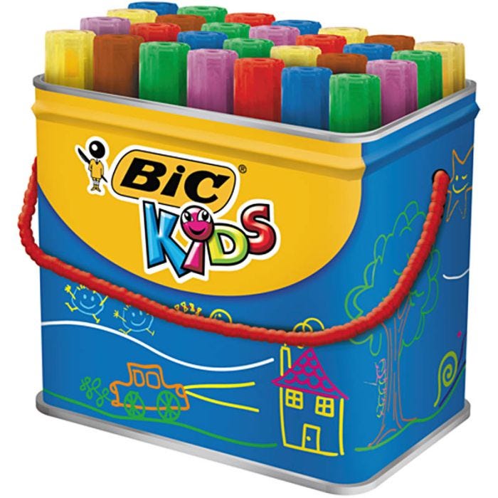BIC Rotuladores Decoralo Jumbo, trazo ancho 4 mm, surtido de colores, 30 ud/ 1 bote