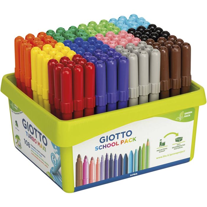 Rotuladores GIOTTO, trazo ancho 5 mm, surtido de colores, 12x9 ud, 108 ud/ 1 paquete