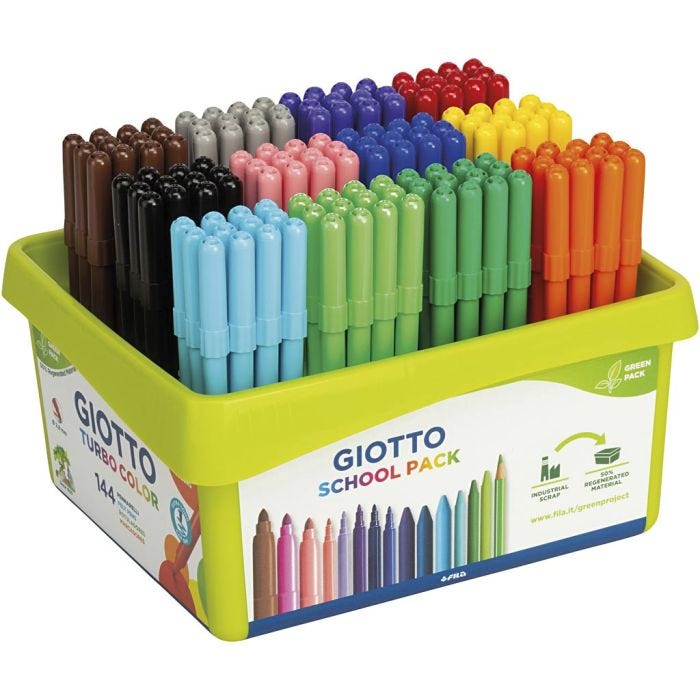 Rotuladores GIOTTO, trazo ancho 2,8 mm, surtido de colores, 12x12 ud/ 1 paquete