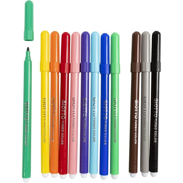 Rotuladores GIOTTO, trazo ancho 2,8 mm, surtido de colores, 12 ud/ 1 paquete