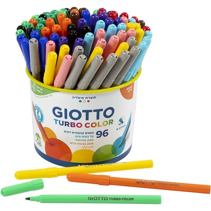 Rotuladores GIOTTO, trazo ancho 2,8 mm, surtido de colores, 96 ud/ 1 cubo