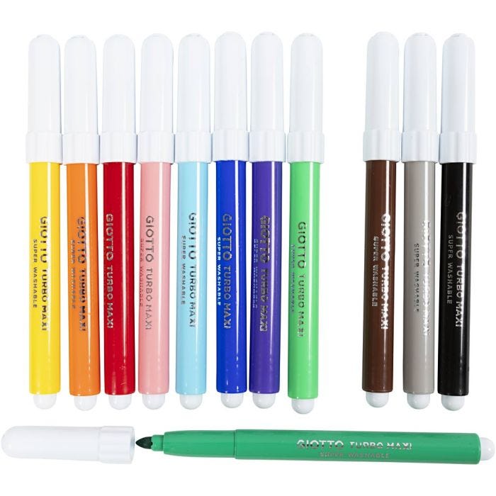 Rotuladores GIOTTO, trazo ancho 5 mm, surtido de colores, 12 ud/ 1 paquete