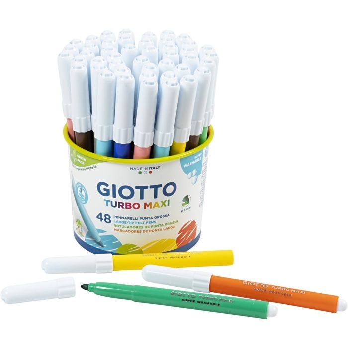 Rotuladores GIOTTO, trazo ancho 5 mm, surtido de colores, 48 ud/ 1 cubo