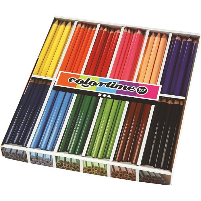 Lápices de Colores Colourtime, L. 17,45 cm, mina 5 mm, JUMBO, surtido de colores, 12x12 ud/ 1 paquete