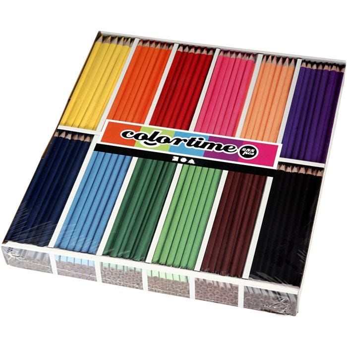 Lápices de Colores Colortime, L. 17,45 cm, mina 3 mm, surtido de colores, 12x24 ud/ 1 paquete