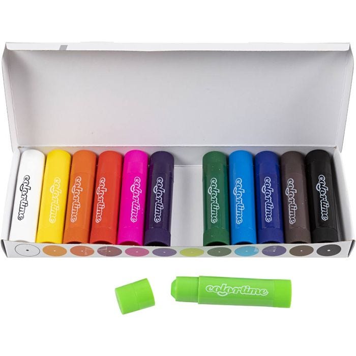 Soft Color Stick, L. 8 cm, surtido de colores, 12 ud/ 1 paquete