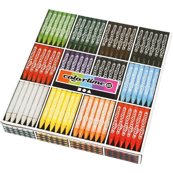 Lápices de Cera ColorTime, L. 10 cm, grosor 11 mm, surtido de colores, 12x24 ud/ 1 paquete