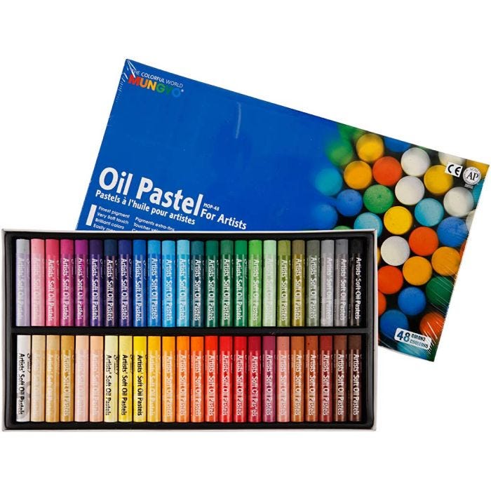 Mungyo Gallery Oil Pastel, L. 7 cm, grosor 11 mm, surtido de colores, 48 ud/ 1 paquete