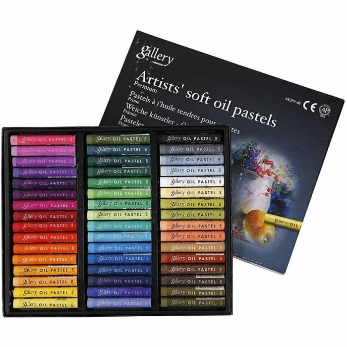 Pasteles al Óleo Gallery Premium, L. 7 cm, grosor 10 mm, surtido de colores, 48 ud/ 1 paquete