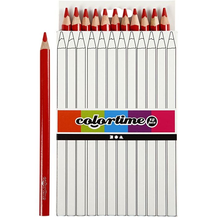 Lápices de Colores Colourtime, L. 17,45 cm, mina 5 mm, JUMBO, rojo, 12 ud/ 1 paquete