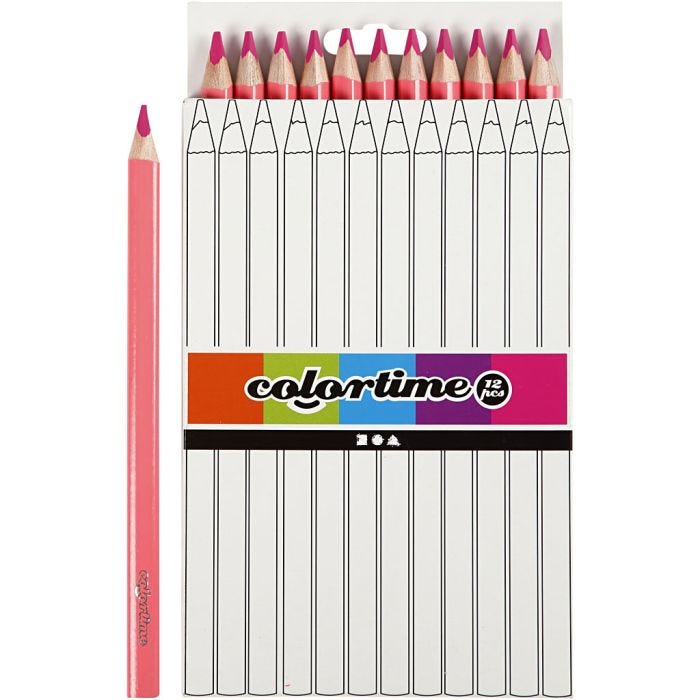 Lápices de Colores Colourtime, L. 17,45 cm, mina 5 mm, JUMBO, rosa, 12 ud/ 1 paquete