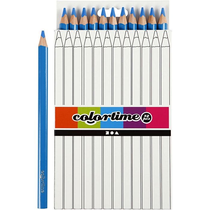 Lápices de Colores Colourtime, L. 17,45 cm, mina 5 mm, JUMBO, azul, 12 ud/ 1 paquete