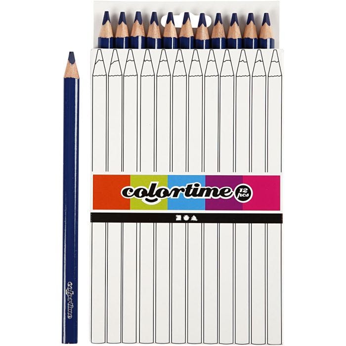 Lápices de Colores Colourtime, L. 17,45 cm, mina 5 mm, JUMBO, azul oscuro, 12 ud/ 1 paquete
